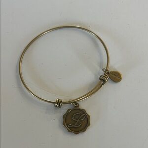 Gold Bangle Bracelet with Charm